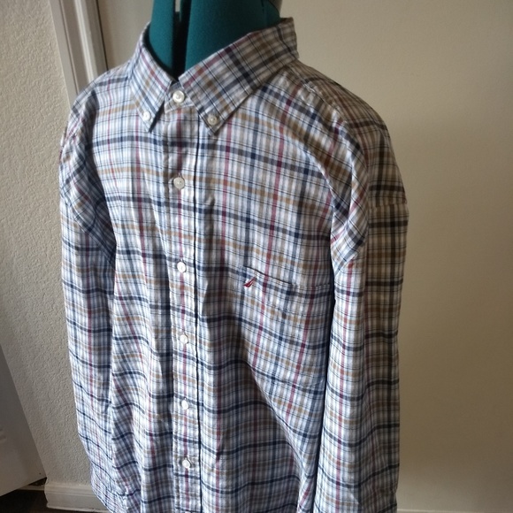 Nautica Mens Button-Down Multi-Color Check - Picture 2 of 6